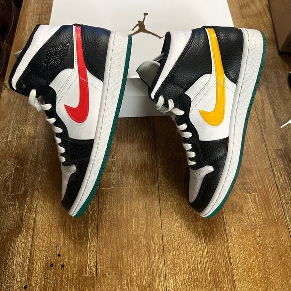 Air Jordan 1 Mid 'Alternate Swooshes Red Yellow (Women's) - Picture 3 of 7